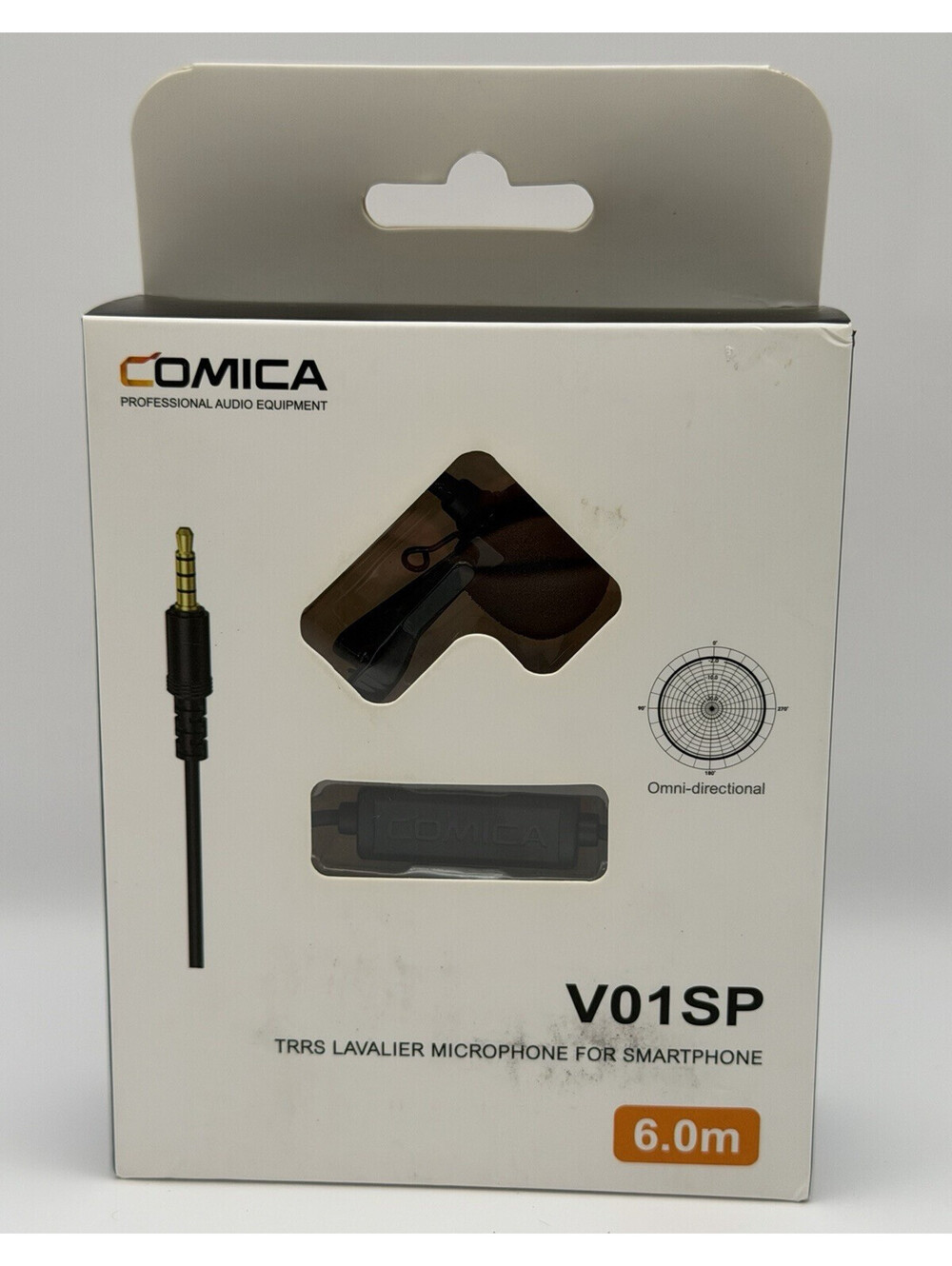 Comica V01SP Omnidirectional Clip-On Lavalier Mic, Wired 3.5mm TRRS - Black